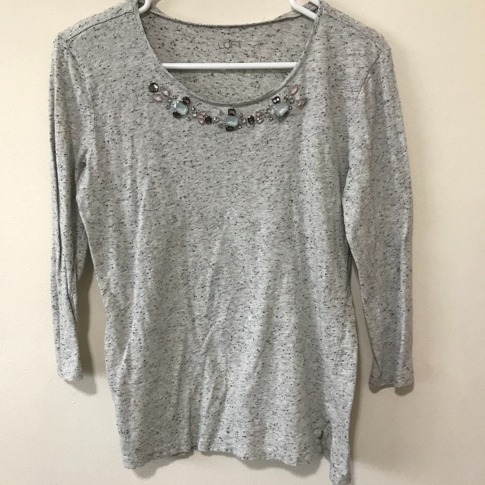 LOFT Jeweled Blouse Size S